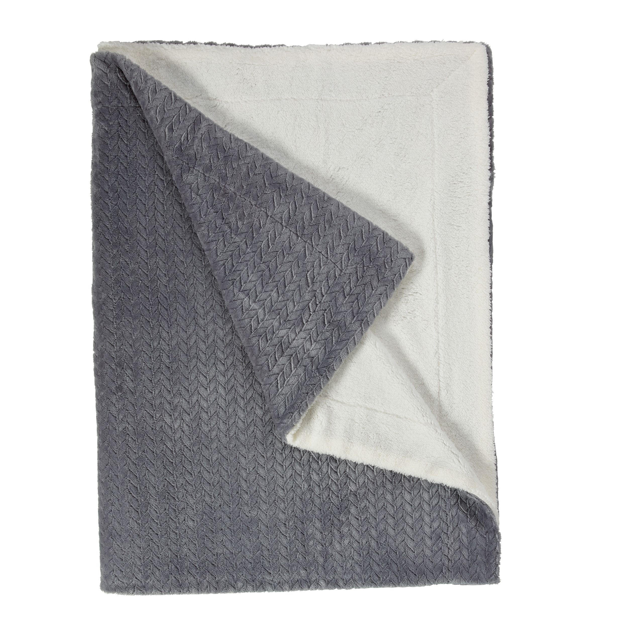 SHERPA-DECKE Elsa - Fleece mit Sherpa-Rückseite - 150x200 cm - Dunkelgrau - Dunkelgrau, Textil (150/200cm) - SCHIESSER