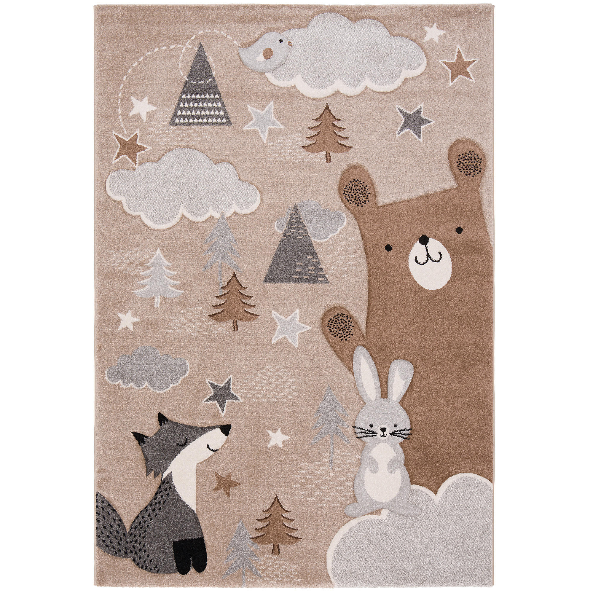 KINDER TEPPICH MAUI KIDS FUCHS UND BÄR - Grau, Textil (160/230cm) - Pergamon