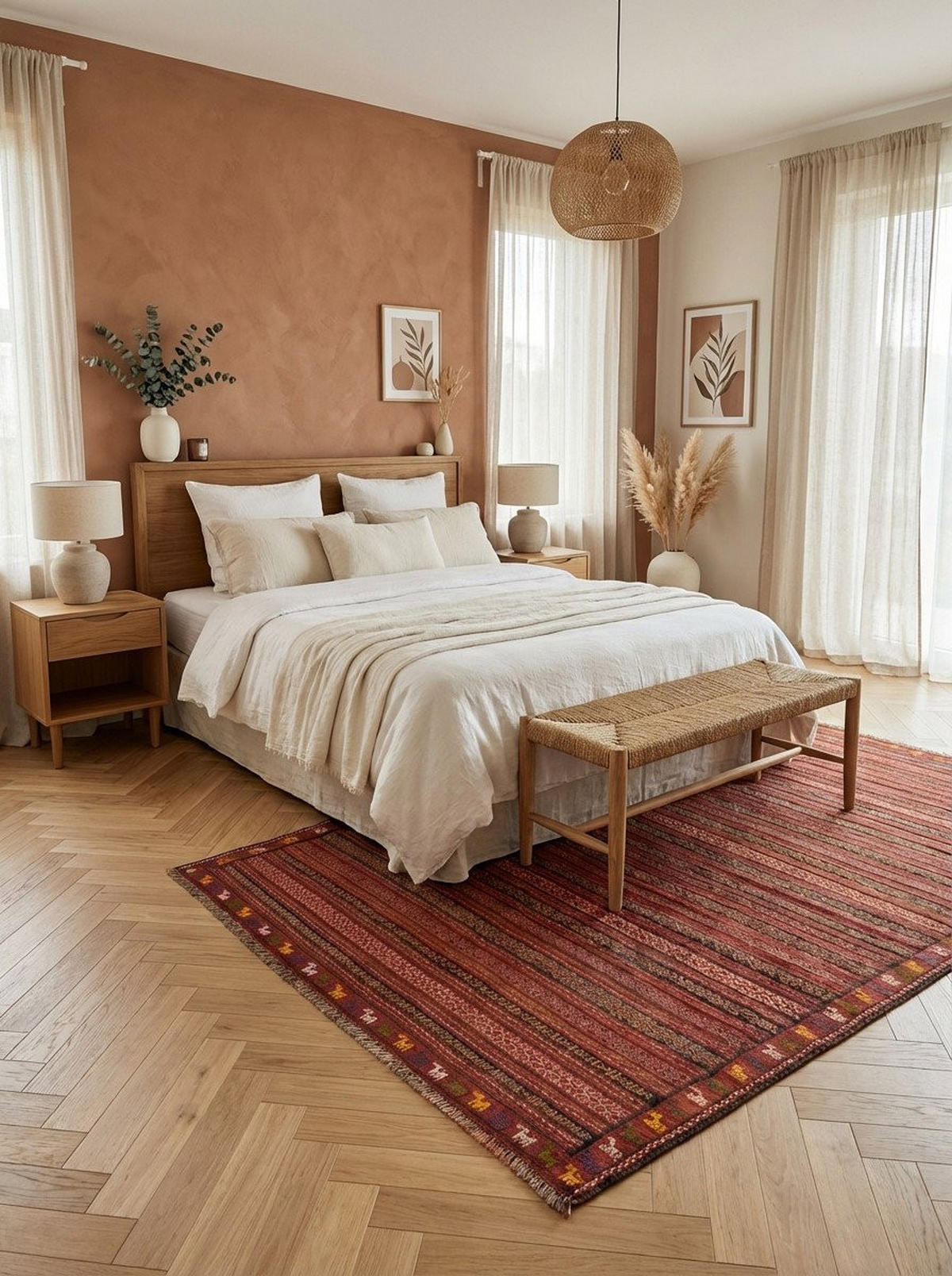 HANDWEBTEPPICH Kelim Kordi Rot 325/159 cm Schurwolle - Rot, Textil (159/325cm) - Looma