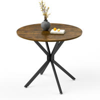 ESSTISCH 90/90/78 cm, rund mit Stahlgestell und kratzfester Spanplatte, Vintagebraun-Schwarz - Schwarz, Holzwerkstoff (90/90/78cm) - Redom