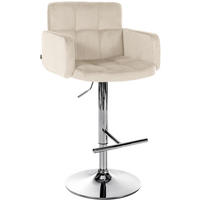 BARHOCKER Samt Creme - Chromfarben/Creme, Textil/Metall (60/93/56cm) - CLP