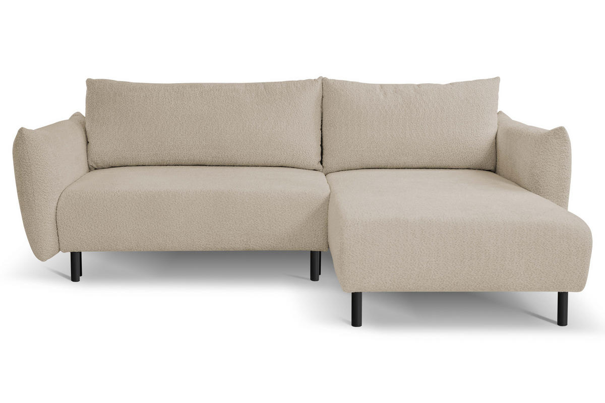 ECKSOFA ADEL mit Schlaffunktion und Bettkasten, L-förm, Metallbeine, verstellbar lose Rückenkissen, freistehend, RECHTS, 257x171x90 cm, Beige - Beige, Holz/Textil (257/171cm) - DomoHome