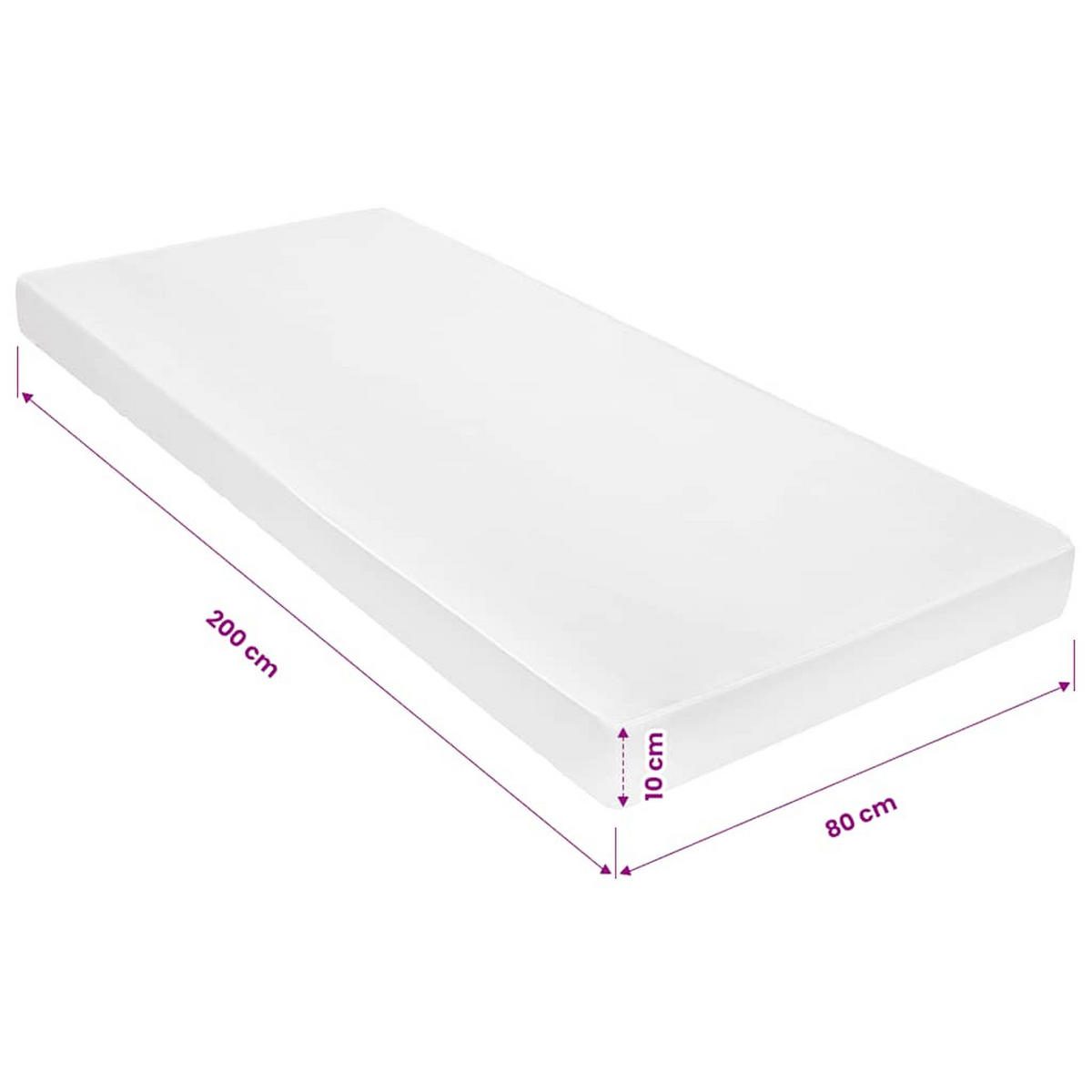 MATRATZE 80 X 200 CM 7 ZONEN PU SCHAUM 10 CM H2 H3 - Weiß, Kunststoff (80/200cm) - vidaXL