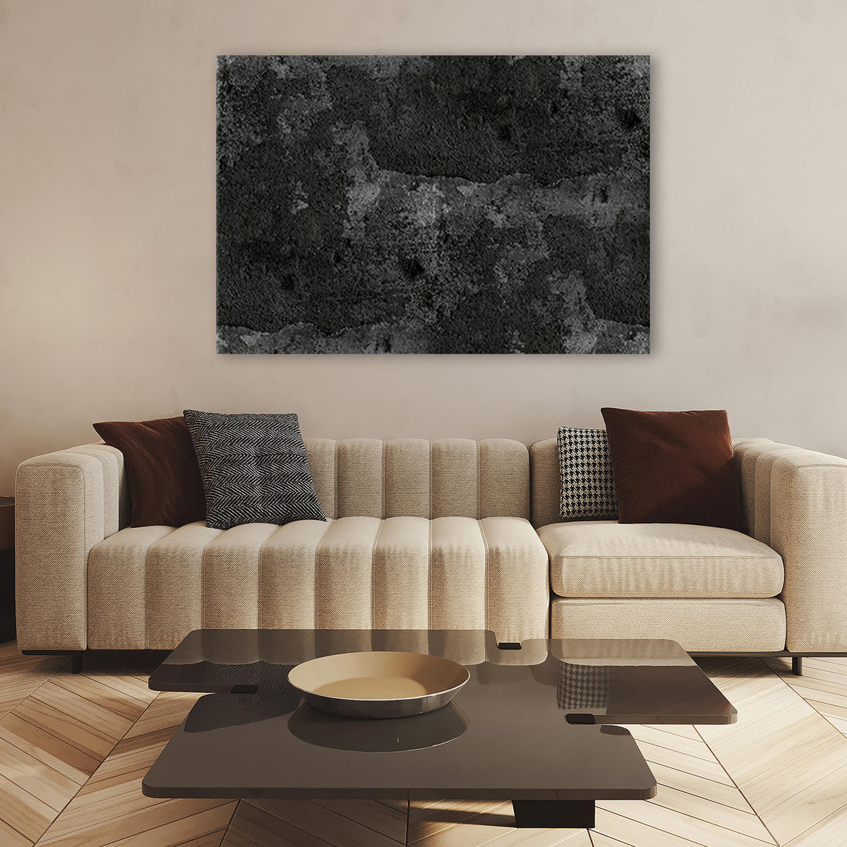 WANDBILD alte betonwand - Schwarz, Textil (60/40cm) - Feeby