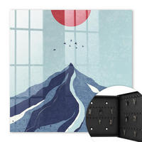SCHLÜSSELBOX Schwarz 30x30 cm- Türöffnung nach rechts - Blaue Berge - Blau, Metall (30/30/5cm) - TULUP