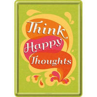 MINIBLECHSCHILD 10/14 cm Word Up Think Happy Thoughts - Multicolor, Metall (10/14/0.1cm) - Nostalgic-Art