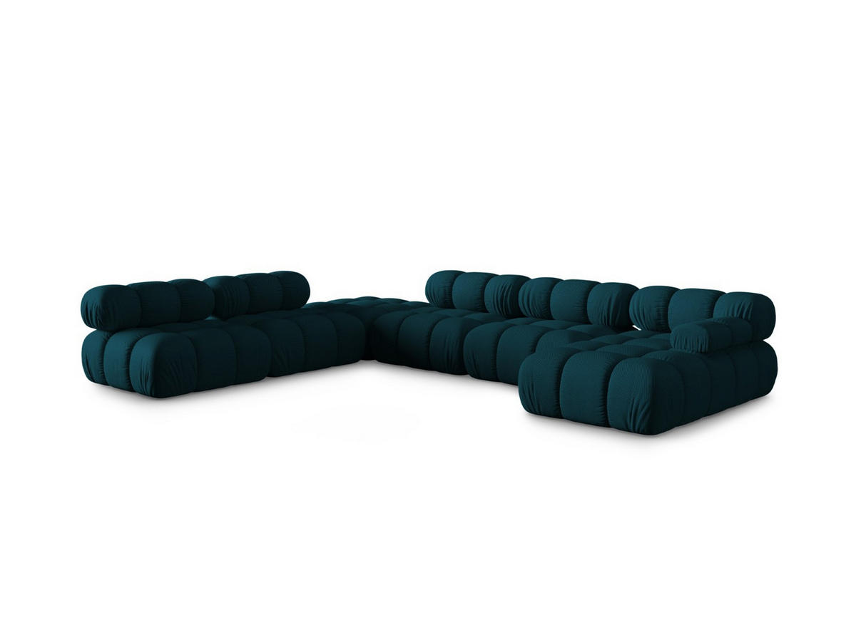 PANORAMASOFA modular links Bellis aus 3D-Stoff marineblau 7 Sitzplätze - Blau, Textil (282/70/376cm) - Micadoni