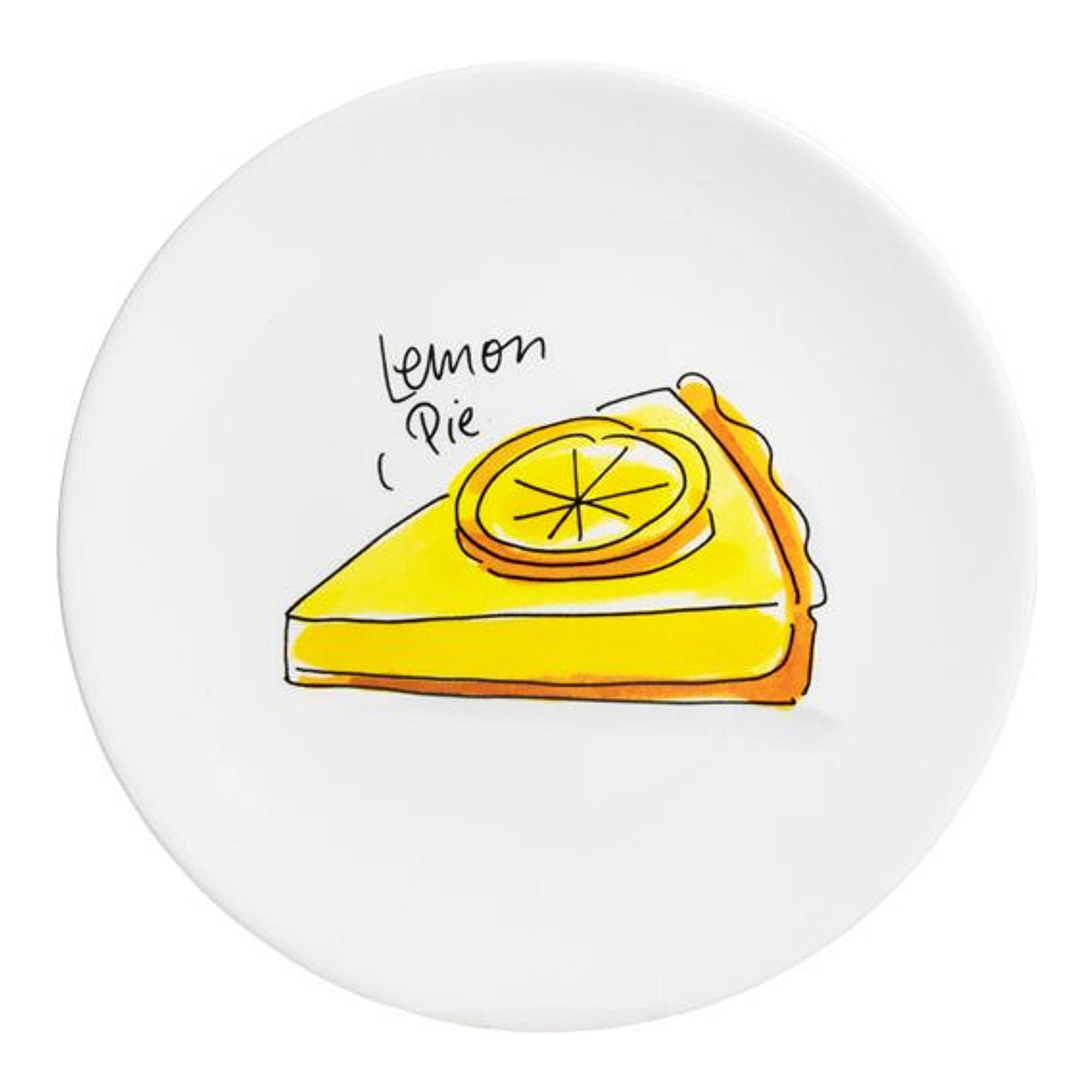 KUCHENTELLER Zitronenkuchen in Bunt - 18cm - Multicolor, Keramik (18cm) - Blond Amsterdam