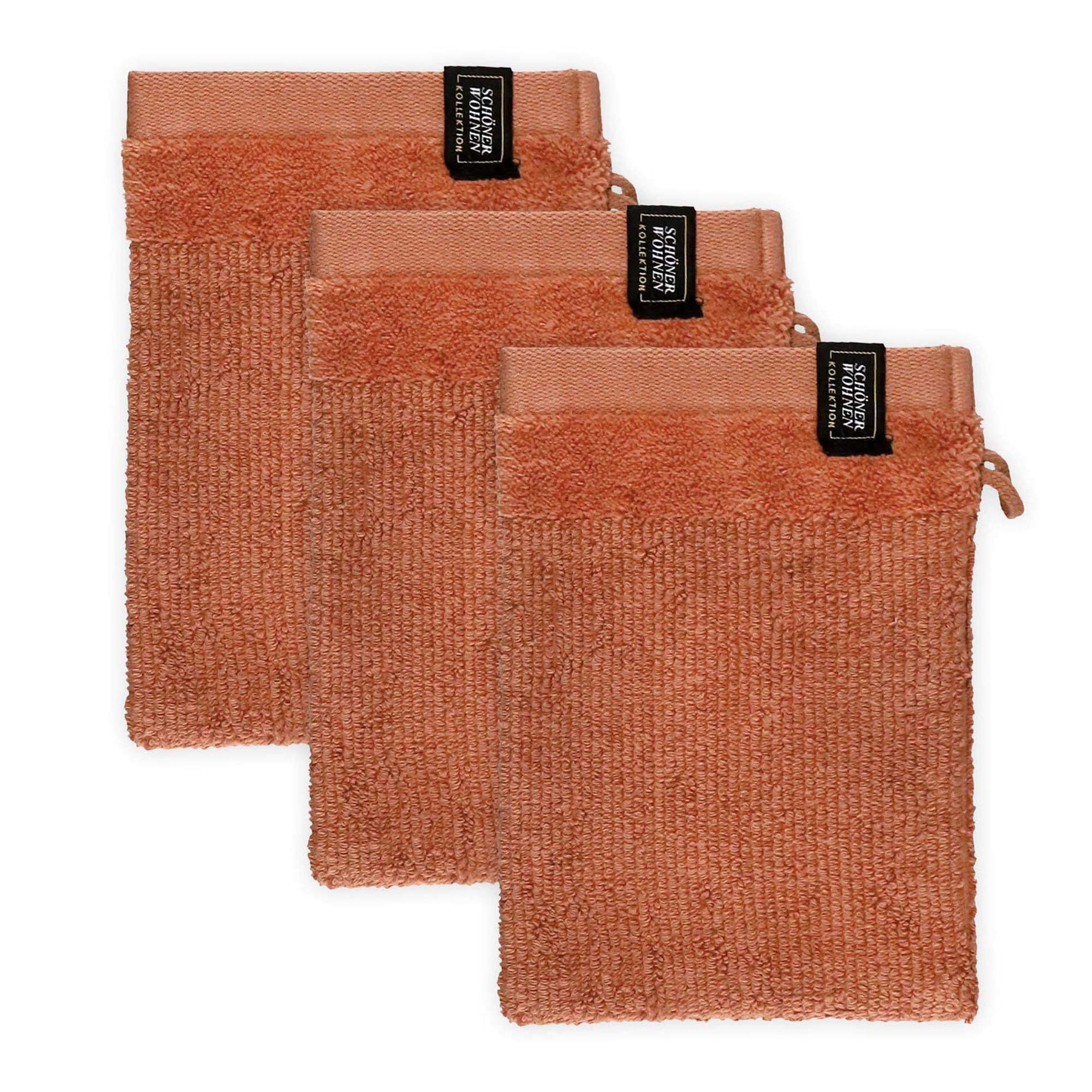 WASCHHANDSCHUH BAUMWOLLE SENSE 3ER SET - Rostfarben, Textil (16/21cm) - Schöner Wohnen