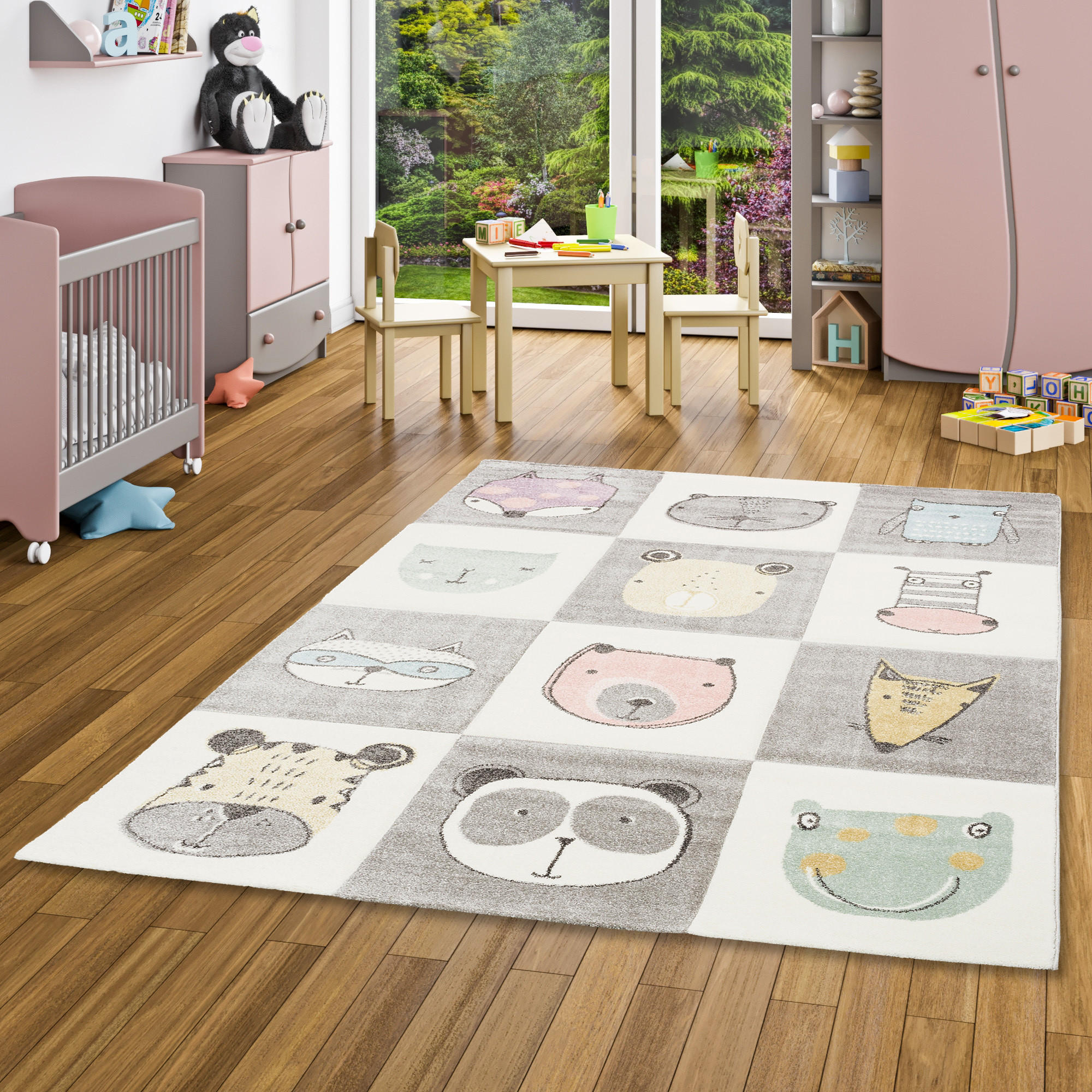 KINDER TEPPICH MAUI KIDS HAPPY ANIMALS BUNT - Multicolor, Textil (120/170cm) - Pergamon