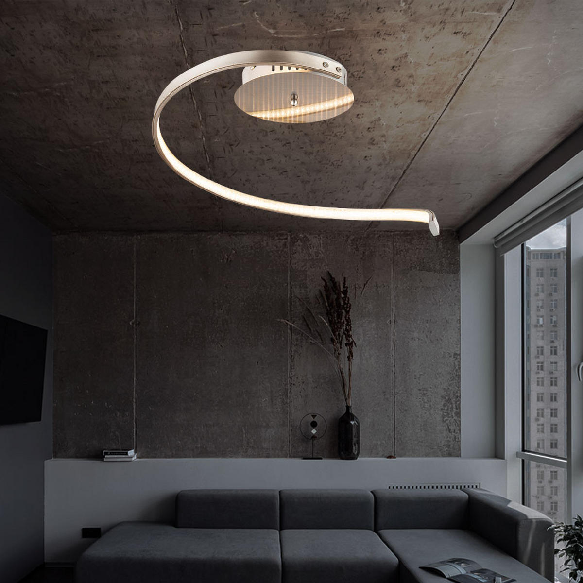 LED DECKENLEUCHTE JORNE Silber Kristalloptik - Silberfarben, Metall (36/30/28cm) - Globo Lighting