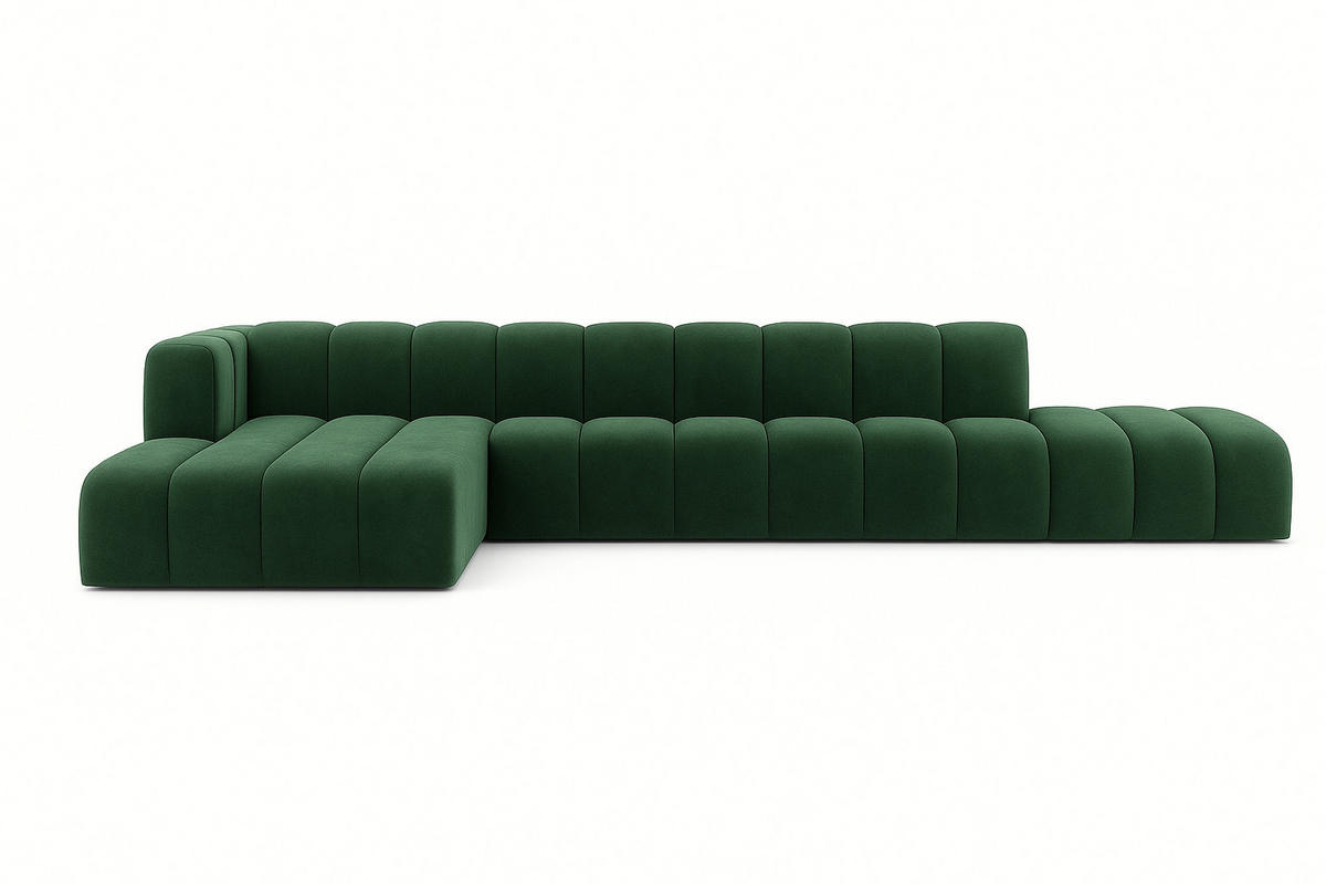 ECKSOFA Mit Hocker GRAND L, Stoff Salvador, Grün, Links - Grün, Holz (386/179cm) - Kaiser Möbel