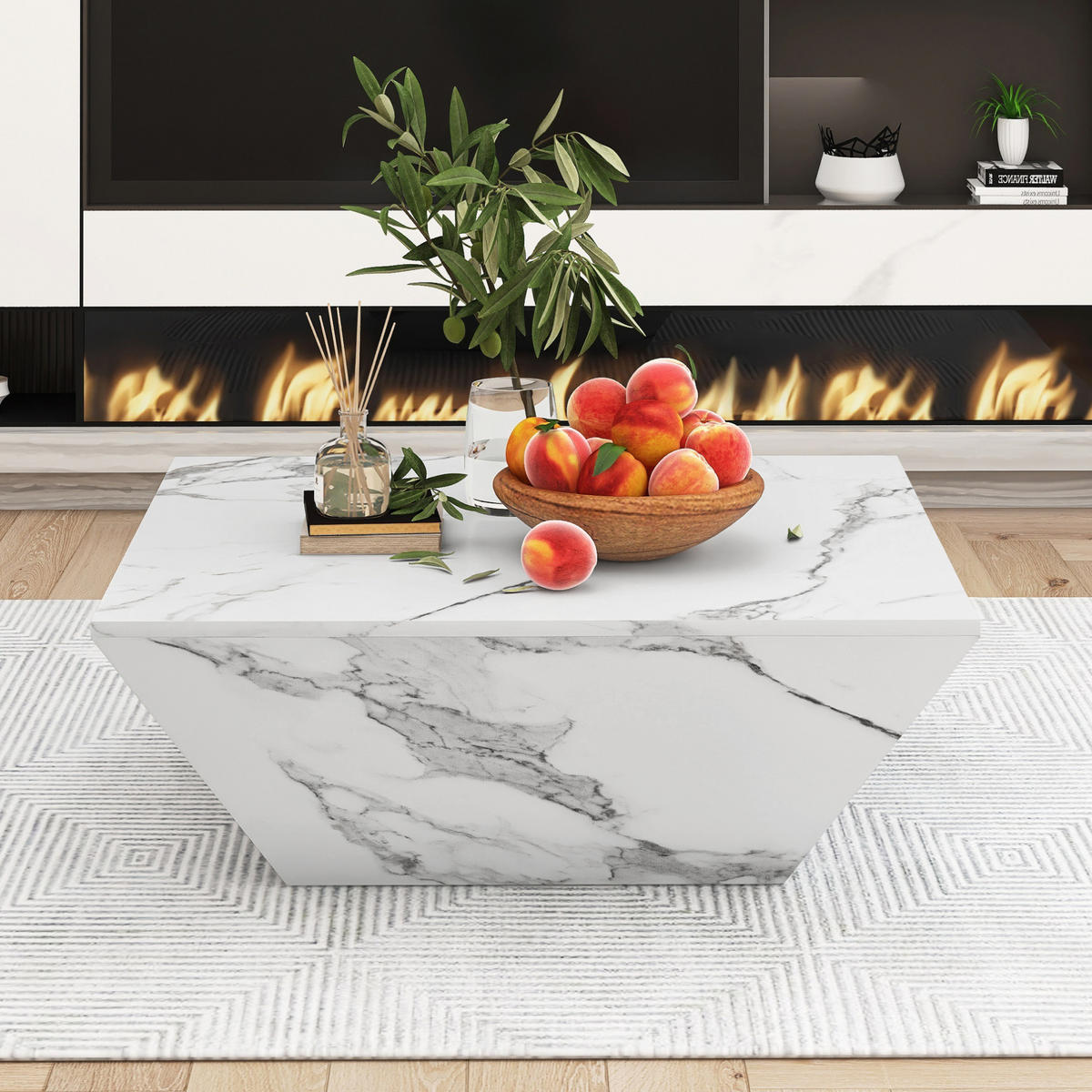 COUCHTISCH mit 2 Schubladen 70x70 cm MDF Weiß - Weiß, Wellpappe (70/70/37cm) - Meubliv