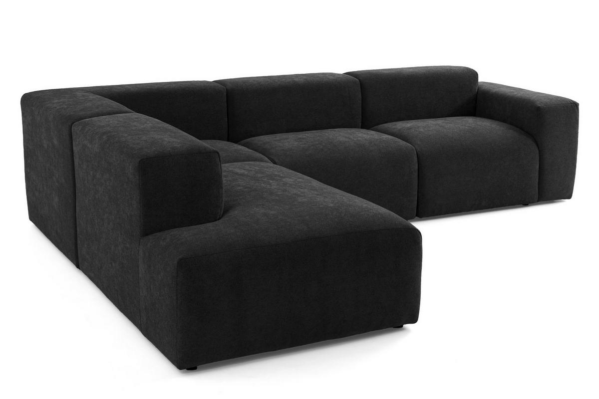 4-SITZER modulares Ecksofa HEAVEN SET 2 Links, Breite 300 cm Webstoff Schwarz - Schwarz, Holz/Kunststoff (300/245cm) - Muffo
