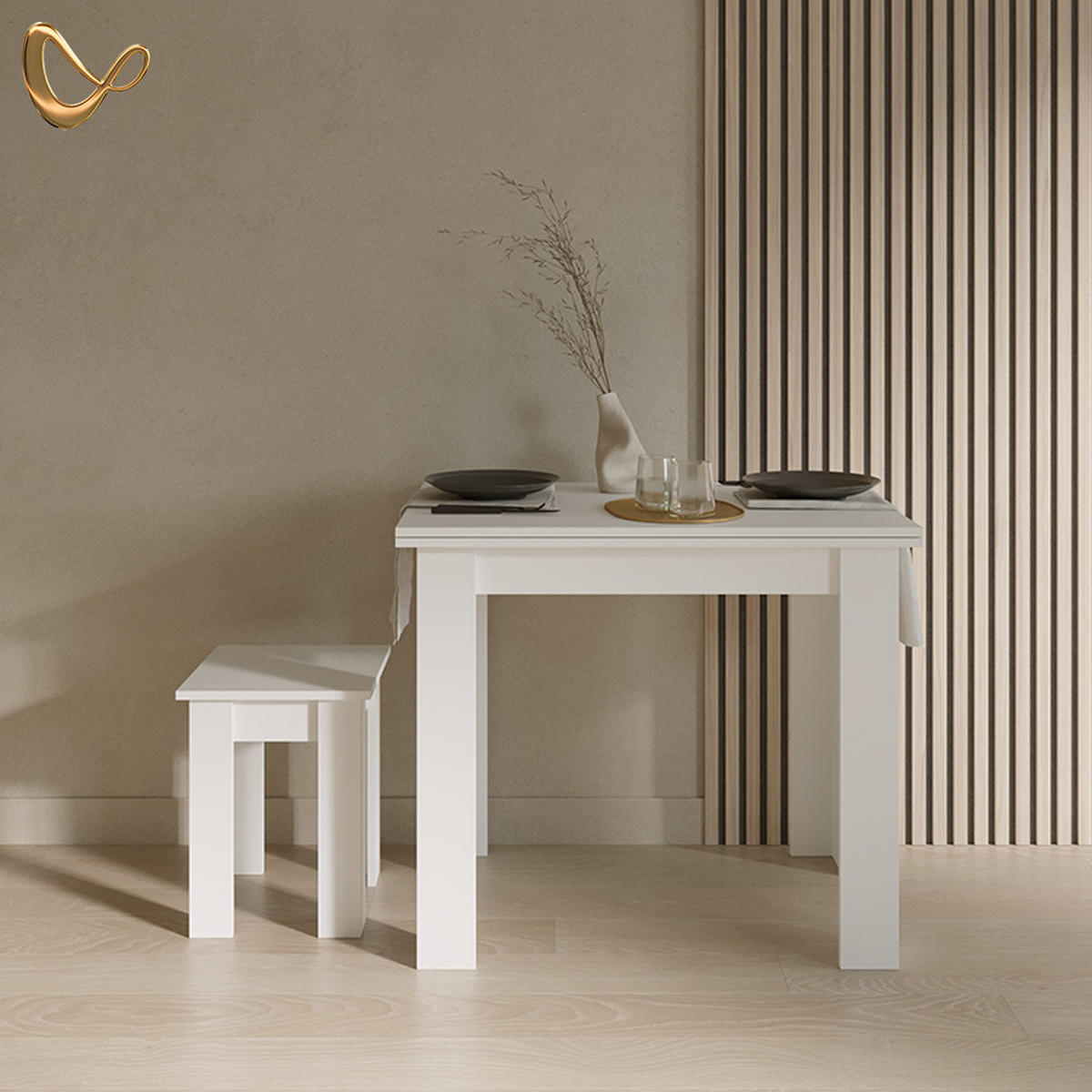 ESSTISCH MIT STUHL Tiberio Weiß 90 x 60 cm - Weiß, Holzwerkstoff (60/90/76.6cm) - Livinity®