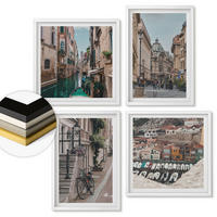 WANDBILDER 4er-Set - 50x50 cm & 40x60 cm Weißer Rahmen - Die charmanten Straßen der Hafenstädte - Weiß, Kunststoff (50/50cm) - ArtPrintCave
