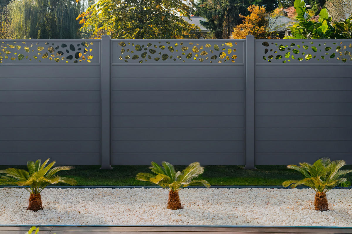 SICHTSCHUTZZAUN 5er-Set Sunny grau 1,9m H.170cm aluminium - Grau, Metall (945/166cm) - Casanoov