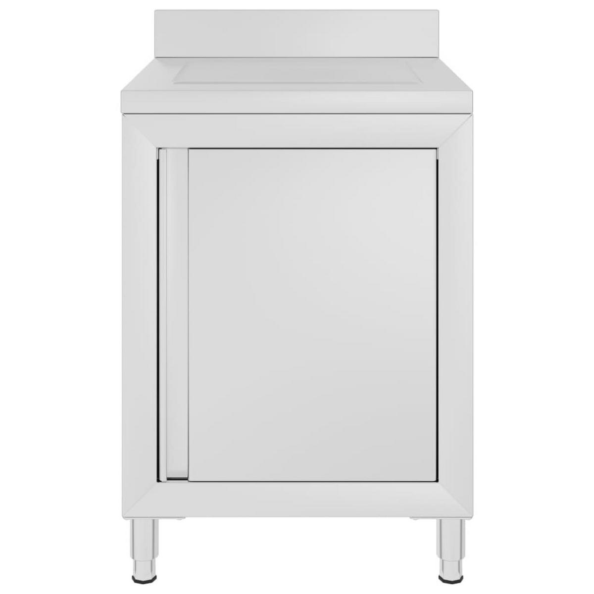 KÜCHENSCHRANK Gewerbe Mit Abtropffläche Edelstahl - Silberfarben, Metall (60/96/60cm) - vidaXL