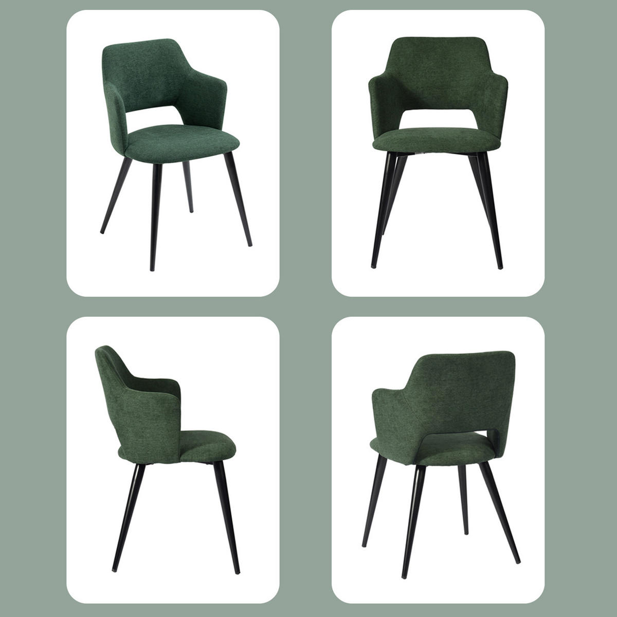 ARMLEHNSTUHL mit Stoffbezug Green - Grün, Textil (46/81/45cm) - Meubles Cosy