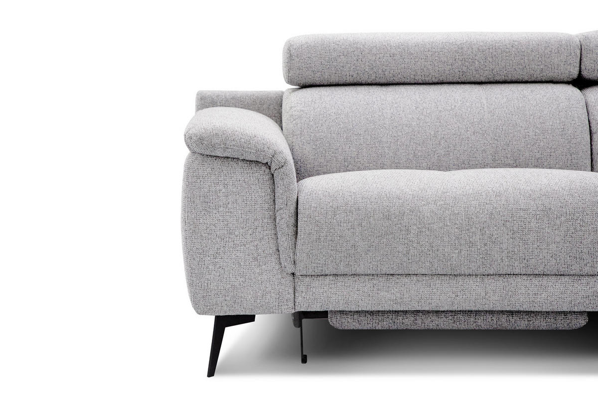ECKSOFA FIERO 5-Sitzer mit 1 Relaxfunktion, hellgrau - Hellgrau, Holzwerkstoff/Textil (290/228cm) - Courtois Laville