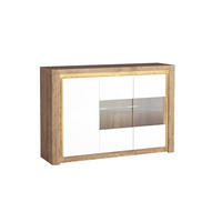 KOMMODE Livinio Ribbeck Eiche / weiß Hochglanz 144 / 40,5 / 97,5cm - Weiß Hochglanz/Eichefarben, Holz/Holzwerkstoff (144/98/41cm) - Feldmann-Wohnen