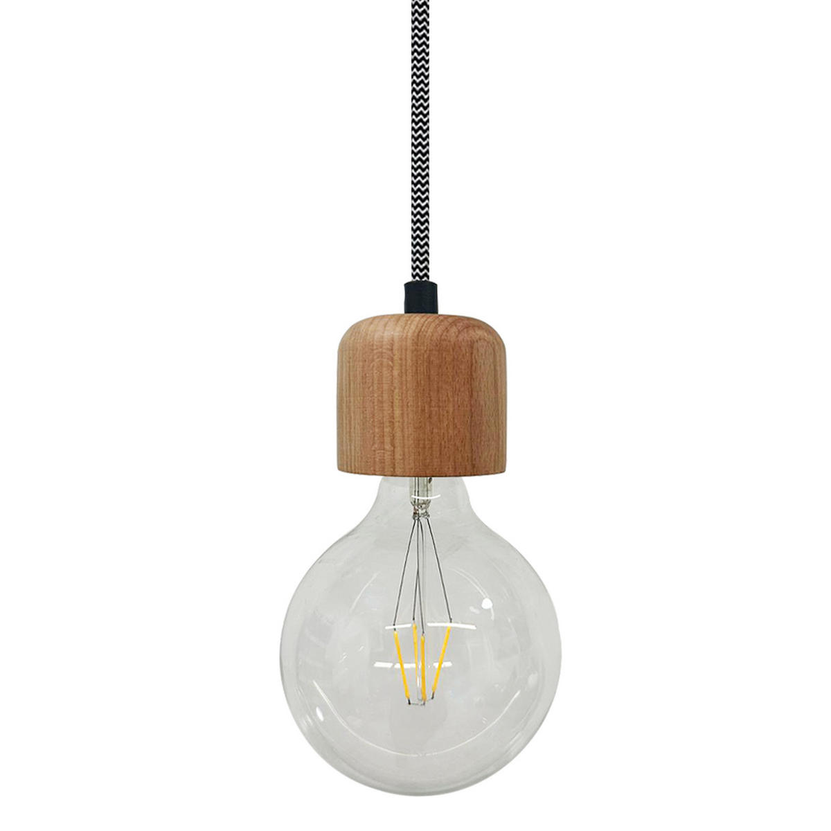 PENDELLEUCHTE Erdy Textilkabel 7.5/7 cm - Nussbaumfarben, Holz/Textil (7/7.5/7cm) - Bamyum