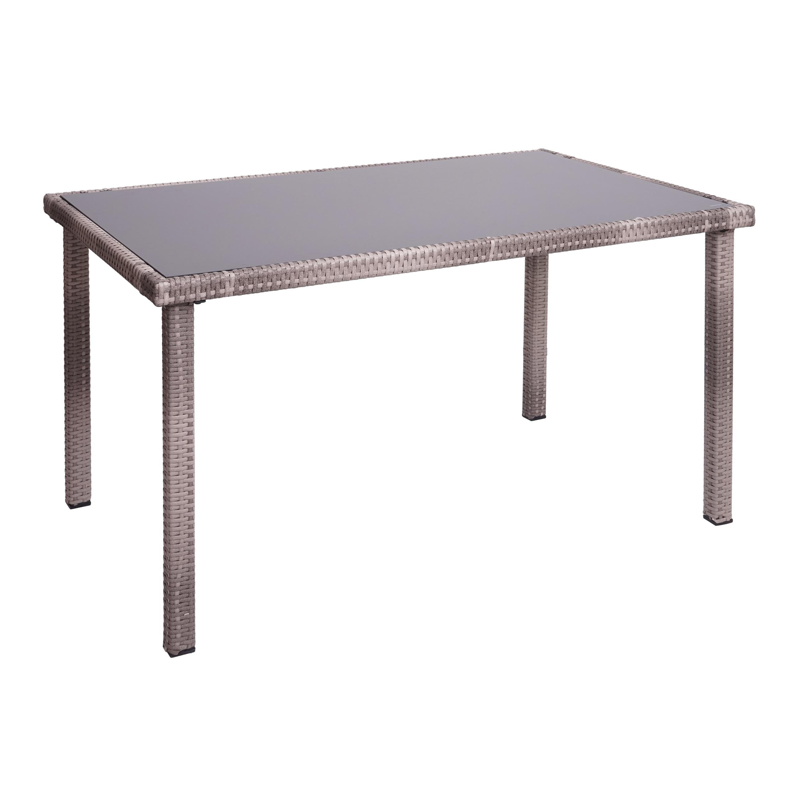 POLY-RATTAN TISCH rechteck Grau, Braun - Braun/Grau, Kunststoff (75/120/71cm) - MCW