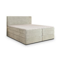 BOXSPRINGBETT MATERN 180x200 cm mit Matratze und Topper - Creme - Creme, Holz (180/200cm) - MASSENO