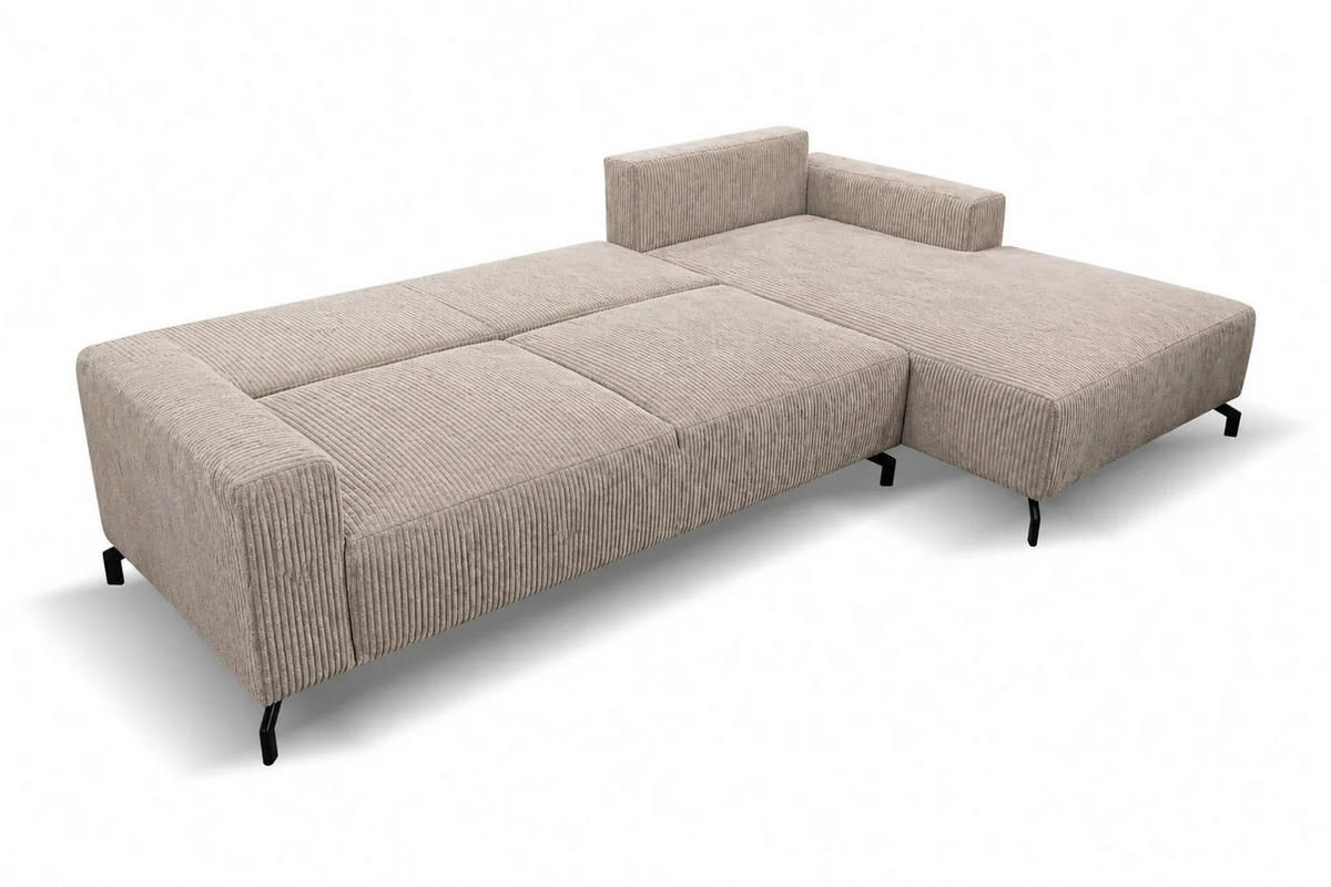 ECKSOFA mit Schlaffunktion Aspen, Braun Cordstoff, Ottomane Rechts - Braun, Textil (312/187cm) - VENASI MÖBEL