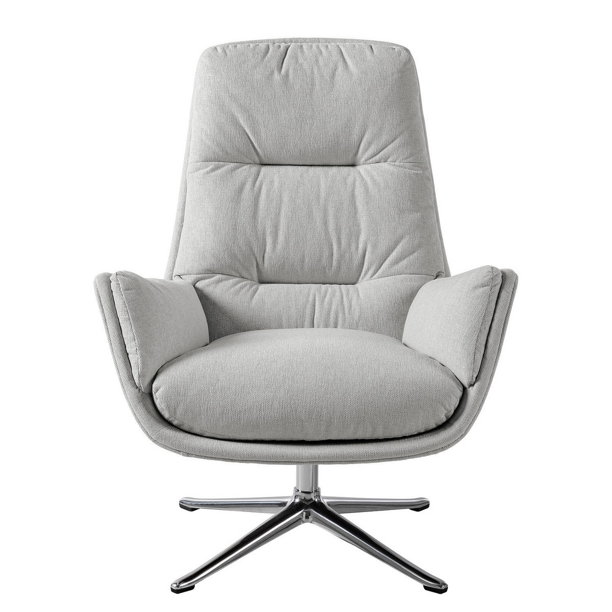 SESSEL mit Kreuzfuß - Chromfarben/Hellgrau, Textil/Metall (83/95/97cm) - home24