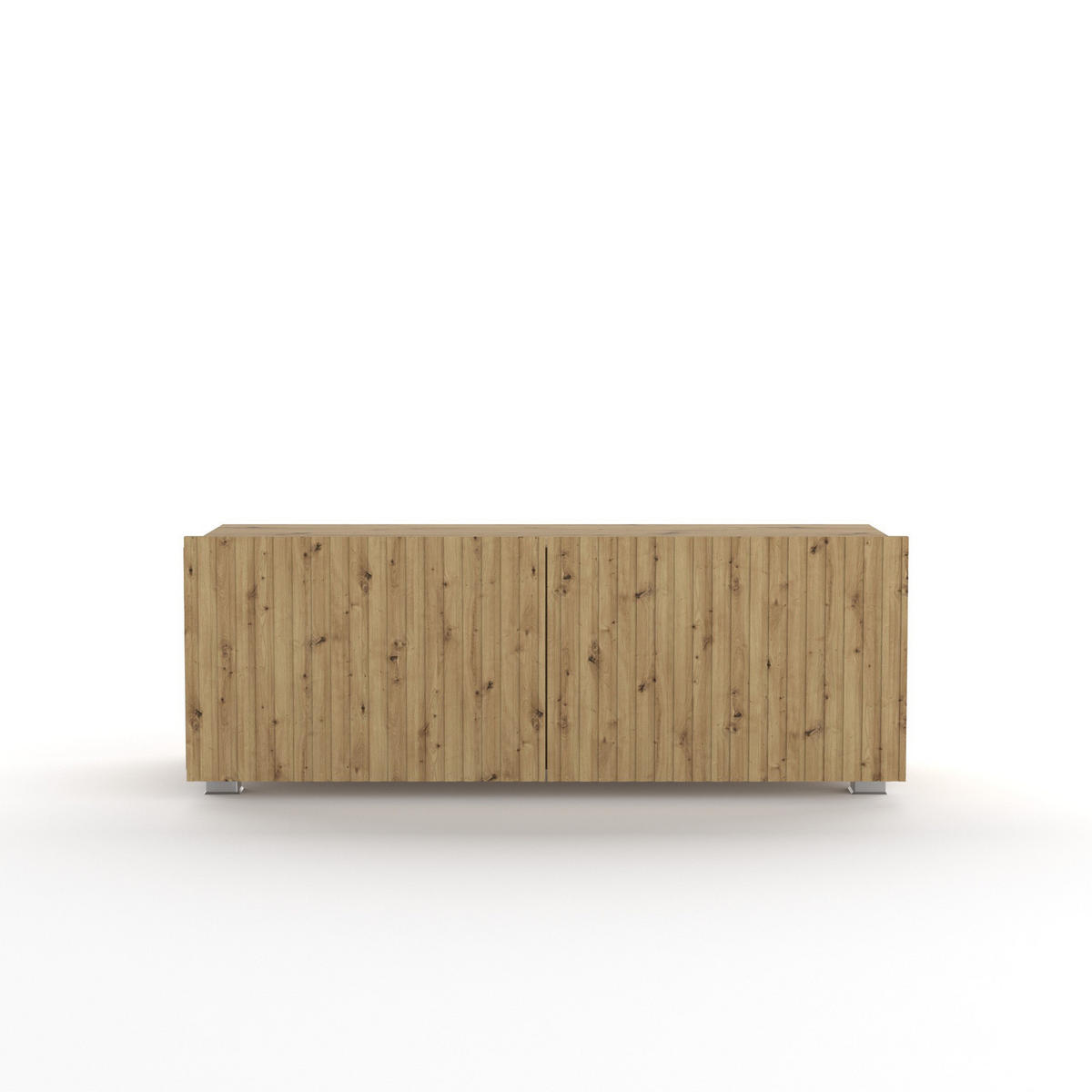 TV-LOWBOARD Kolder 100 cm Artisan Eiche mit geriffelten Fronten - Silberfarben/Eiche Artisan, Holzwerkstoff/Kunststoff (100/38/43cm) - Ravio