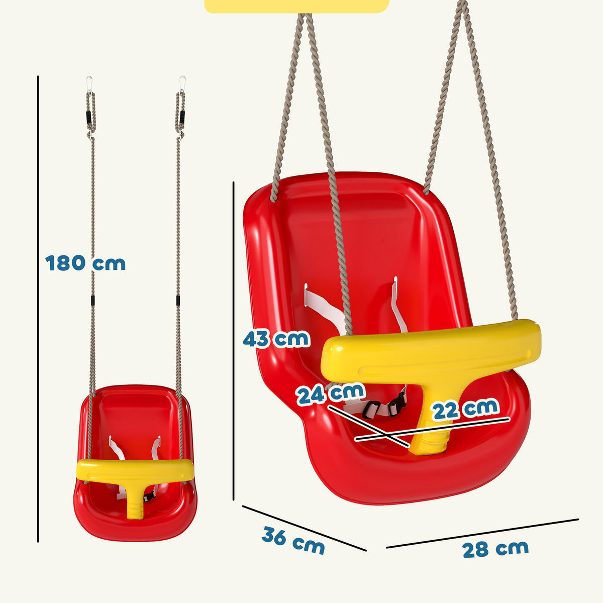 BABYSCHAUKEL PE Rot - Rot, Kunststoff (28/36cm) - AIYAPLAY