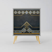 SIDEBOARD ROYAL ORDINARINESS, Grau, 57,5x42x75,5 cm, Goldfarbene Metallfüße - Goldfarben/Multicolor, Holzwerkstoff/Metall (57.5/75.5/42cm) - SpaceRebels