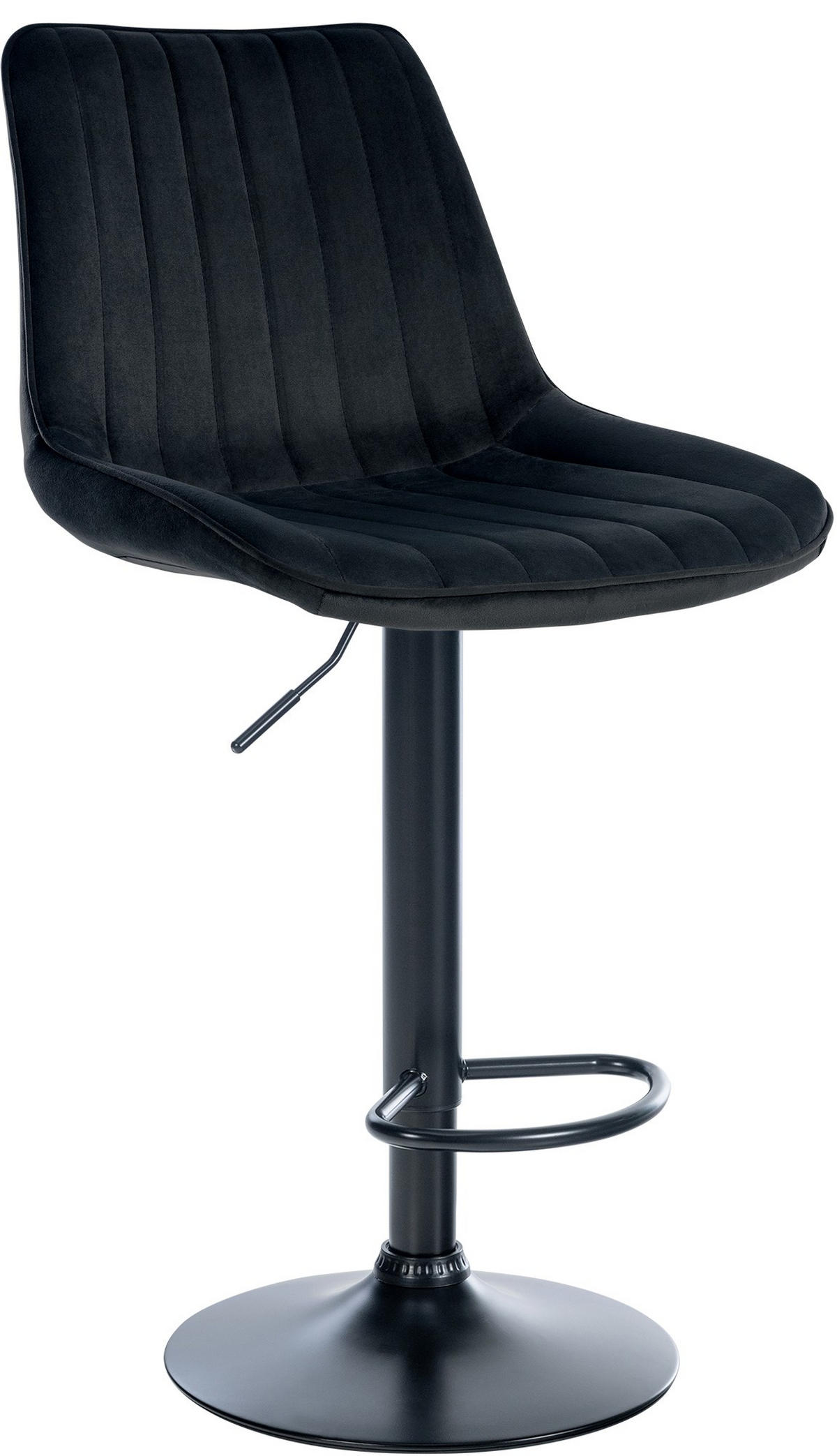 BARHOCKER Samt schwarz - Schwarz, Textil/Metall (49.5/91/50cm) - CLP