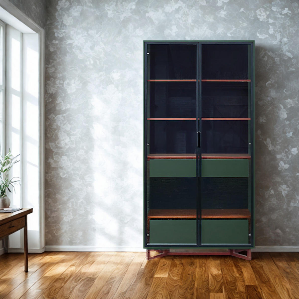 VITRINE aus Eichenholz und laminierten Platte NORD - Eichefarben, Eichenholz/Holz (100/200/45cm) - Rawood Furniture