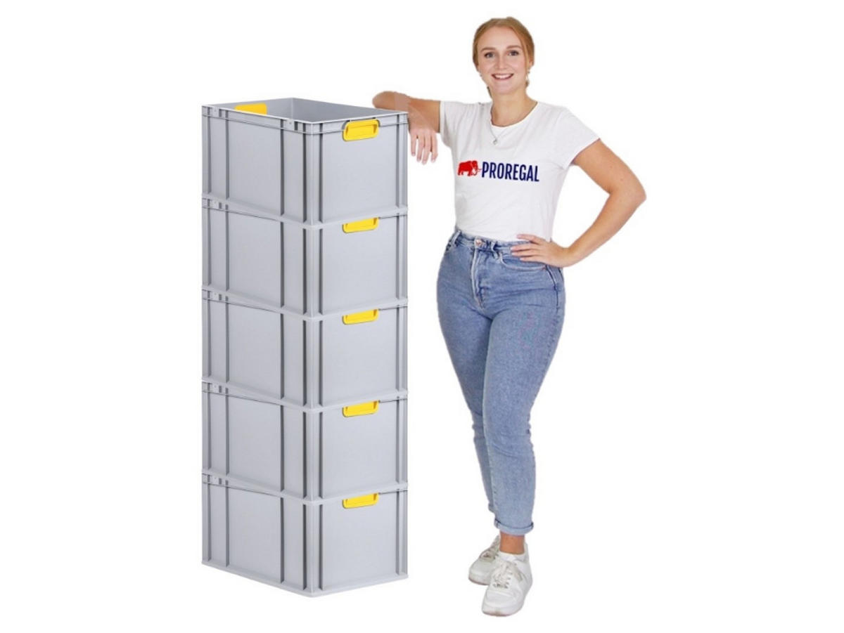 EUROBOX 5x Nextgen Color 32x40x60cm 65 Liter Griffe Gelb Geschlossen - Gelb, Kunststoff (40/32/60cm) - PROREGAL