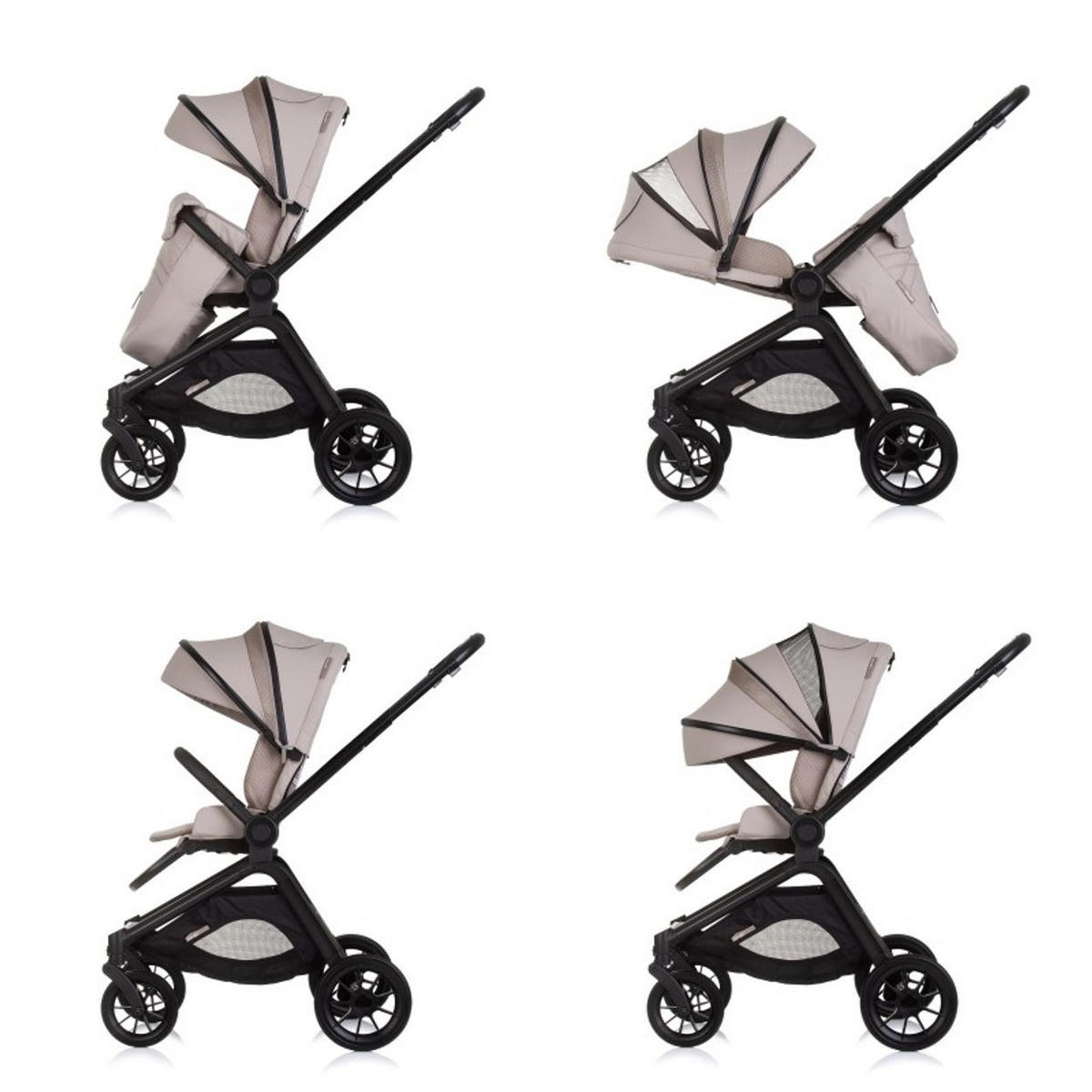 KOMBIKINDERWAGEN Magnum 3 in 1 beige Babywanne Sportsitz i-Size Babyschale - Ecru, Metall (96/59/104cm) - Chipolino
