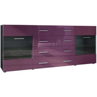 SIDEBOARD Carlos Brombeer Hochglanz - Brombeere, Holzwerkstoff (166/72/35cm) - Vladon