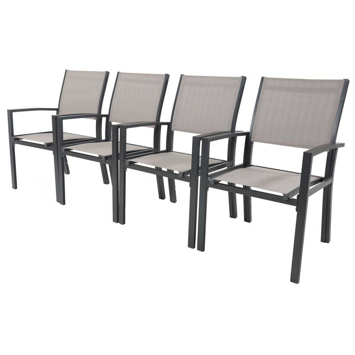 GARTENSESSEL - "Tropic" Alu/Textilene - Phoenix - Taupe - 2er-Set - Taupe, Holz (62/90/57cm) - Habitat Garten