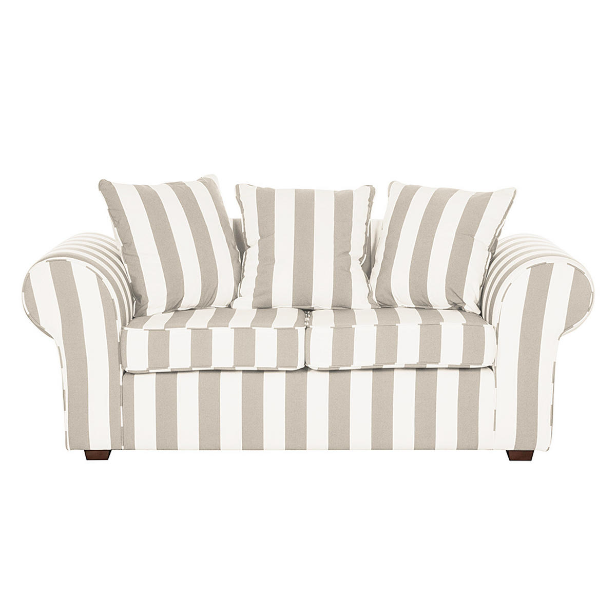 2-SITZER SOFA - Webstoff - Beige gestreift - Beige, Textil (187/88/88cm) - home24