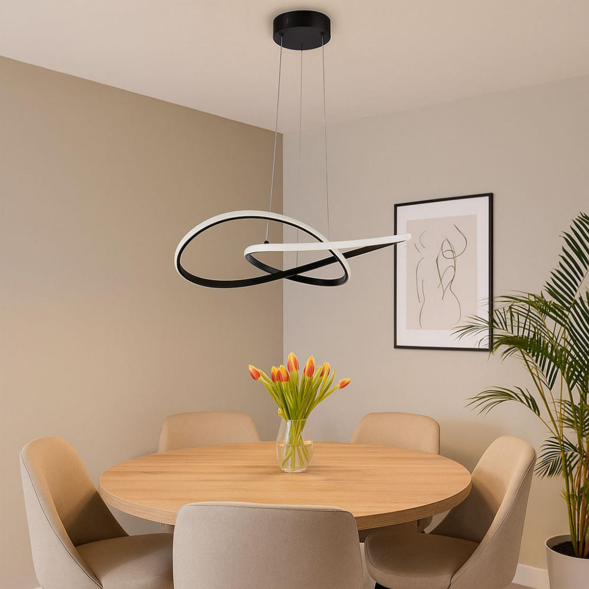 LED HÄNGELEUCHTE Metall Schwarz - Schwarz, Metall (50/50/100cm)