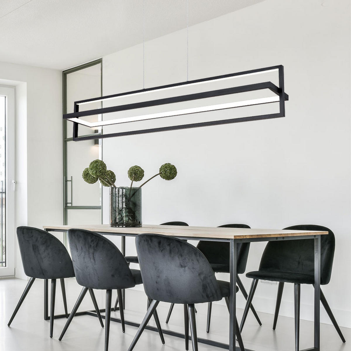 LED HÄNGELEUCHTE Flips Schwarz - Schwarz, Metall (102/18/120cm) - Globo Lighting