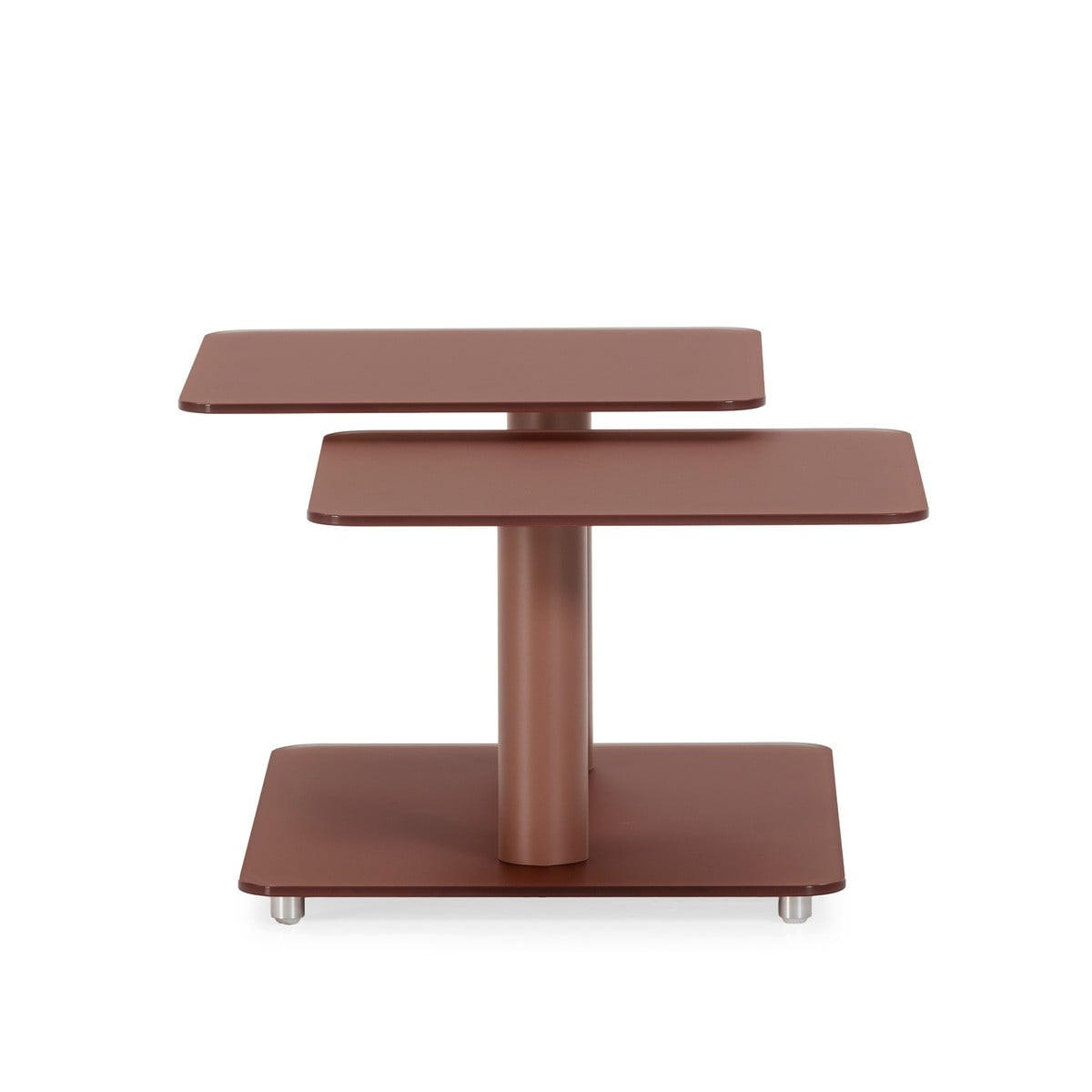 COUCHTISCH mit quadratischen Glasplatten 54/42,8/114,6 cm - Terracotta, Glas (66.5/54/42.8cm) - Calicosy