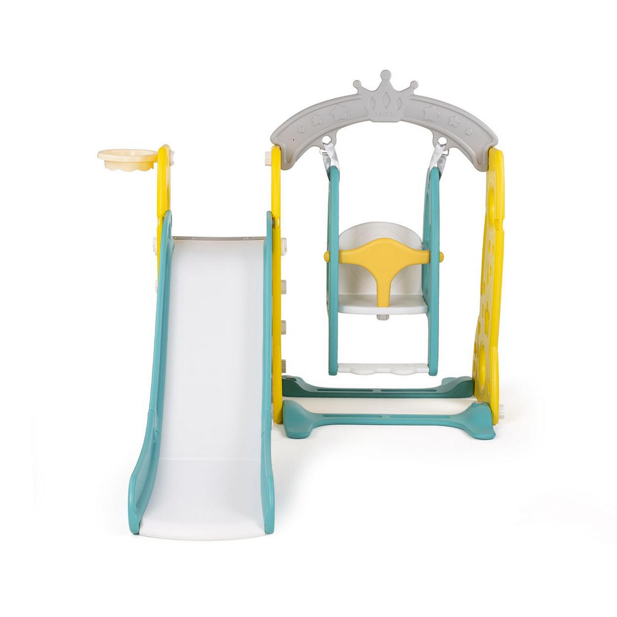 KINDERRUTSCHE, Schaukel gelb Basketballkorb, Ball, drei Stufen, ab 1 Jahr - Gelb, Kunststoff (140/125/200cm) - Chipolino