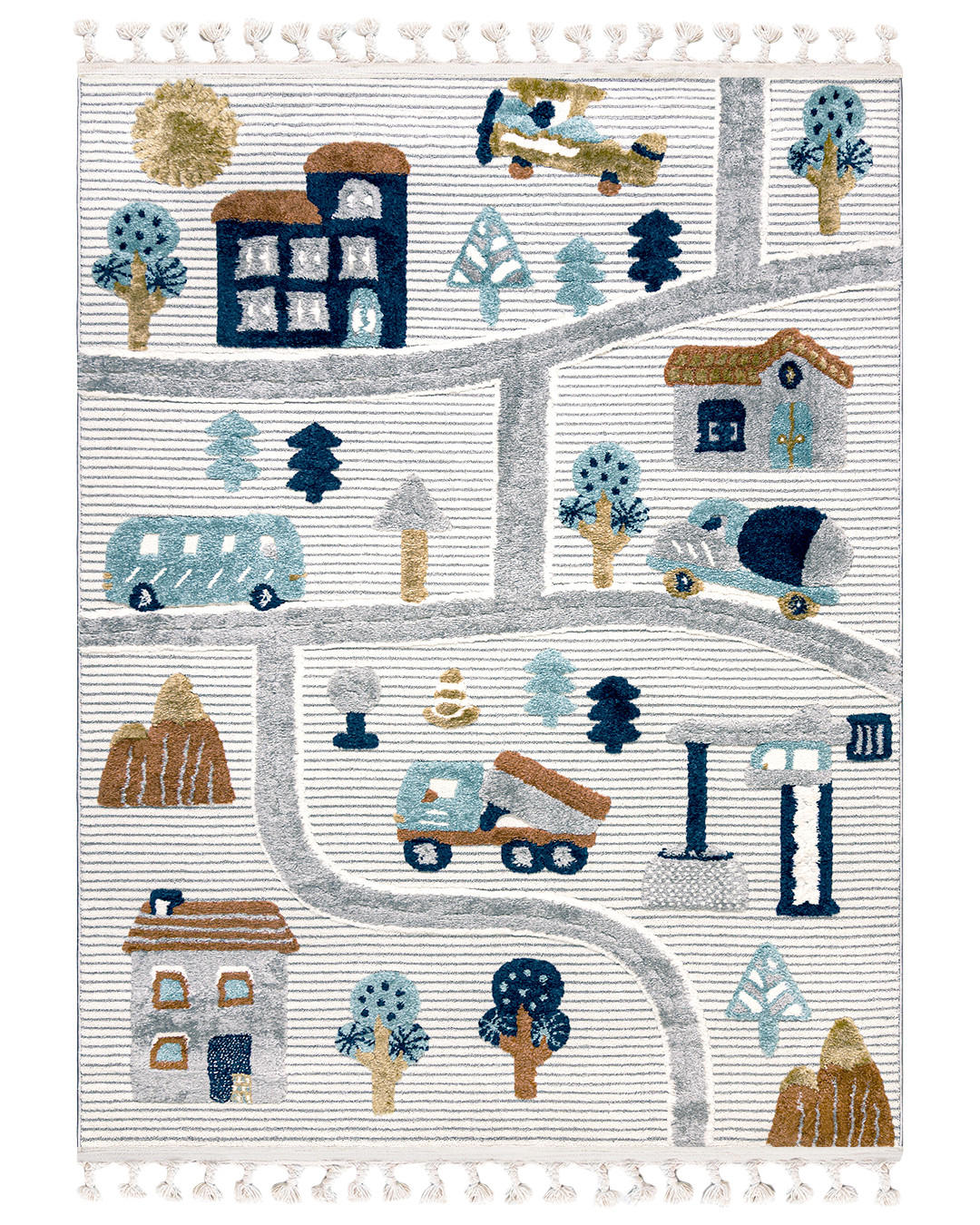 KINDERTEPPICH Buffo Lilu Mazovia 140x200cm Braun Creme Straßen Mittelflor - Braun, Textil (140/200cm) - Mazovia