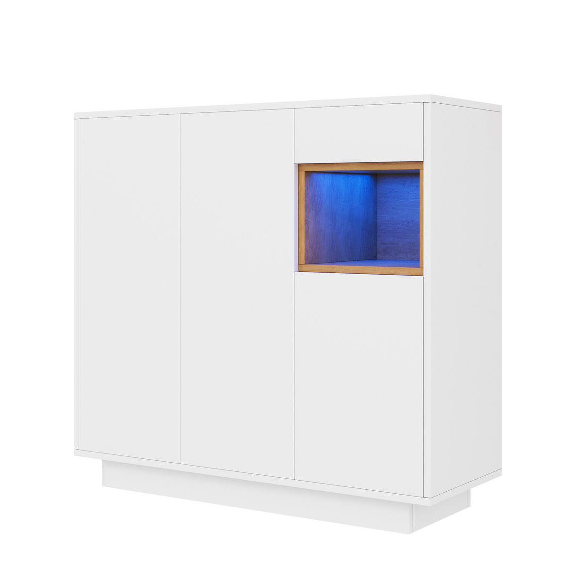 SCHUHSCHRANK 105/39,5/100,5 cm in Weiß/Natur mit LED-Beleuchtung und Schublade - Naturfarben, Holzwerkstoff (105/100/39cm) - Flora Grace