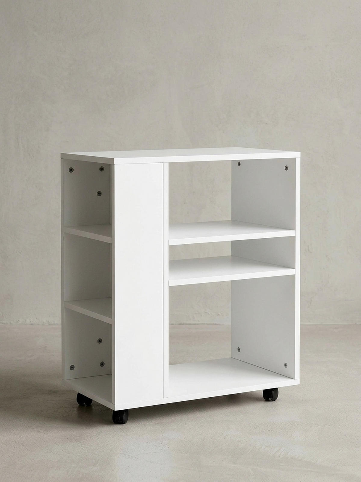 REGAL Multifunktional Mit Rollen Modern BRENTA, Weiß 60x35x75 cm - Weiß, Holz/Kunststoff (60/75/35cm) - KADIMA DESIGN