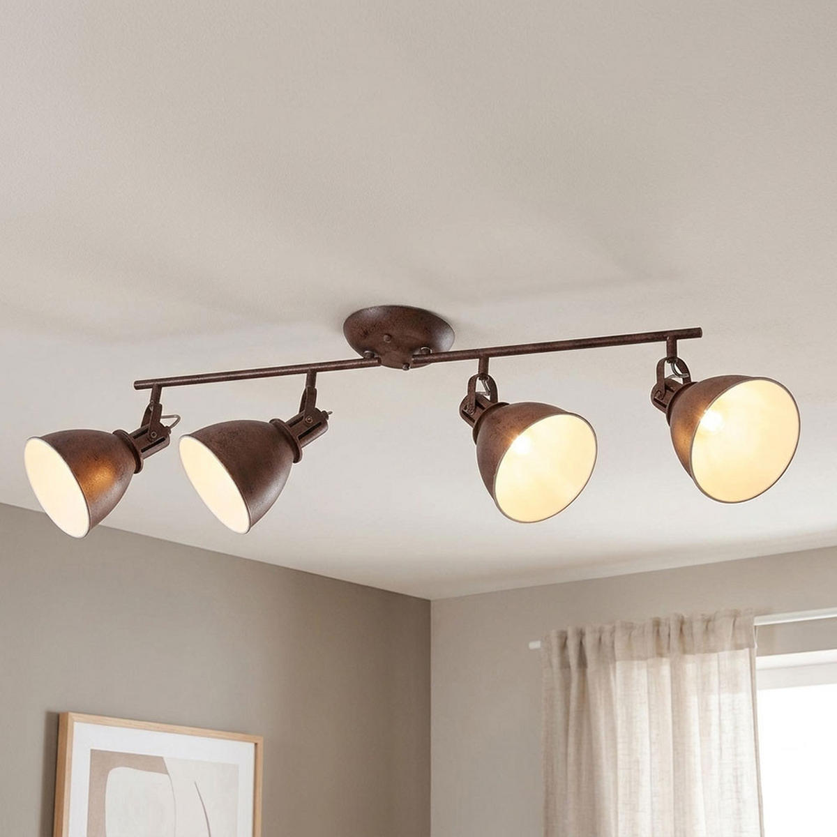 LED DECKENLEUCHTE Metall Rostoptik Braun - Braun, Metall (80/15/20cm) - Globo Lighting