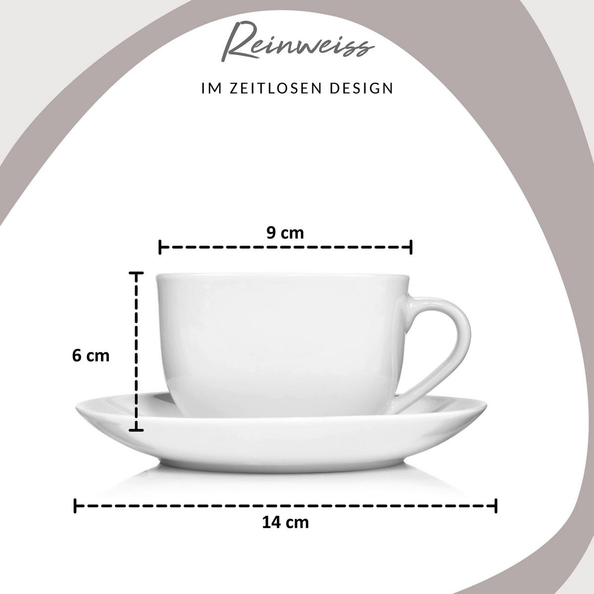 KAFFEETASSEN SET NEW PORT - 12 teilig aus Porzellan - Weiß, Keramik (45/13/23cm) - Sänger