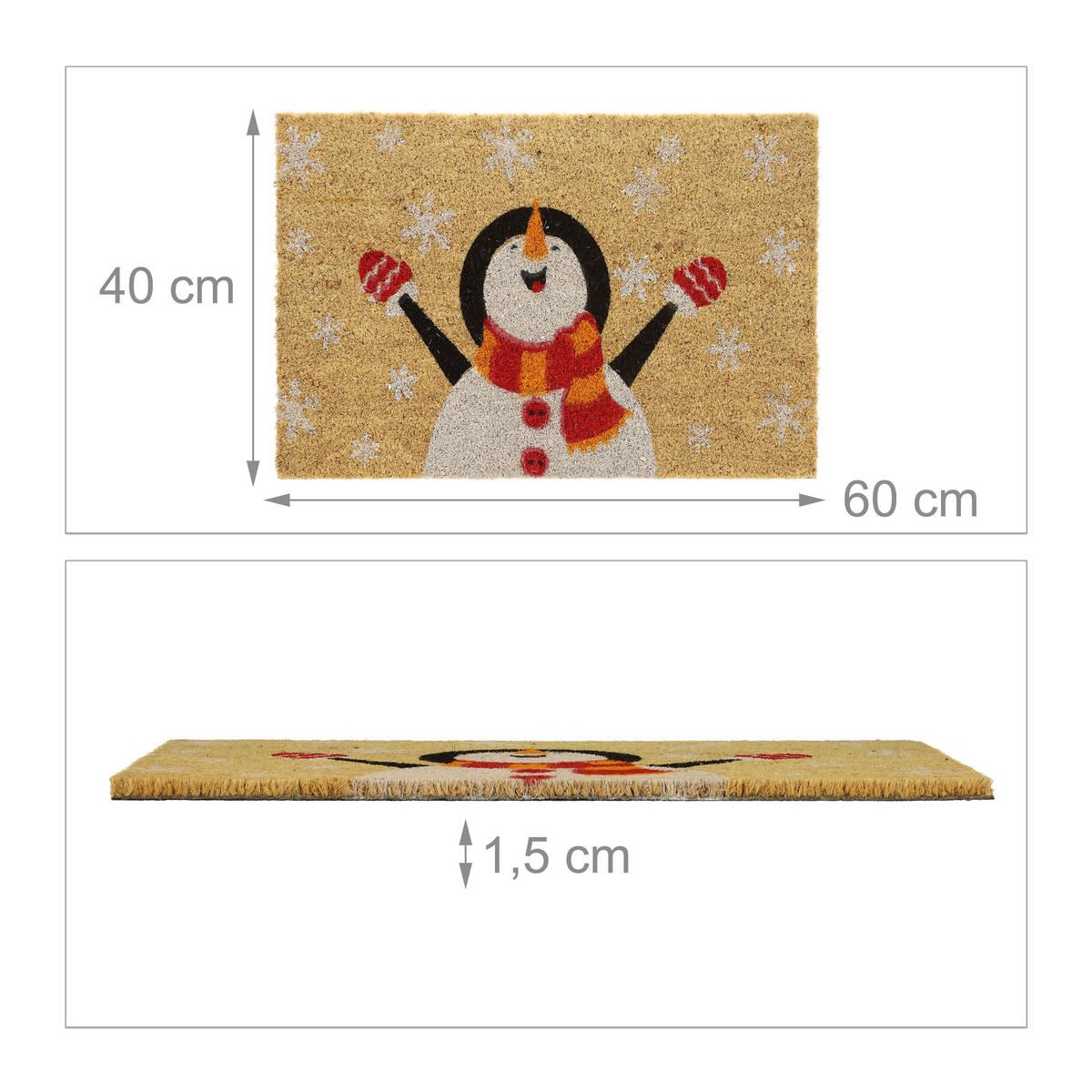 FUSSMATTE - Hellbraun, Kunststoff/Textil (60/40cm) - Relaxdays
